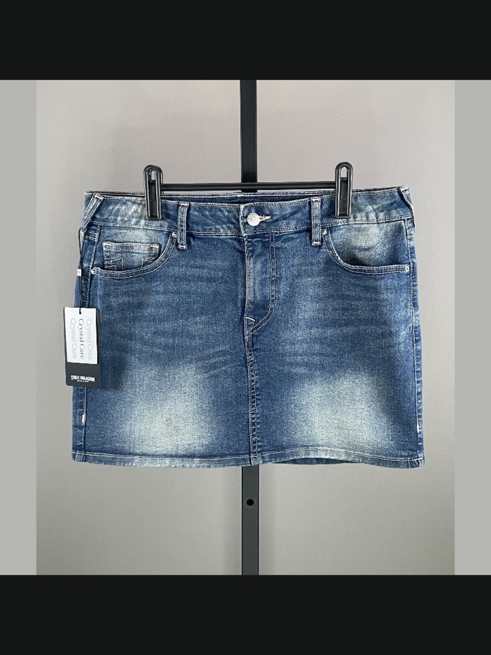 NEW True Religion Skirt Womens 29 blue denim straight mini street wear casual